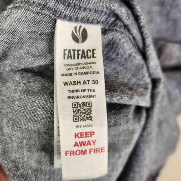 Fat Face Regular Fit Linen Cotton Blend Short Sleeve Button Down Shirt Small - Picture 6 of 8